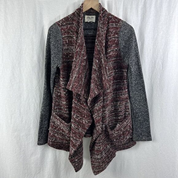 Lucky Lotus Lucky Brand Waterfall Wool Blend Knit Cardigan Sweater Womens M - Picture 1 of 13